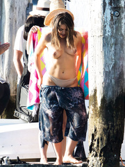 Olympia Valance topless on set photo session (8/2016)