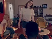 Steamy girls Tru Collins and Hayley Kiyoko have a threesome in explicit sex scene softcore sex scene